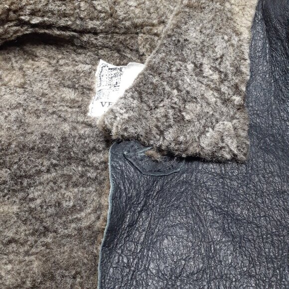 VTG Vecchio Ponte 100% Shearling Lamb Leather Coat Black Made in Italy 4T RARE - Picture 7 of 9